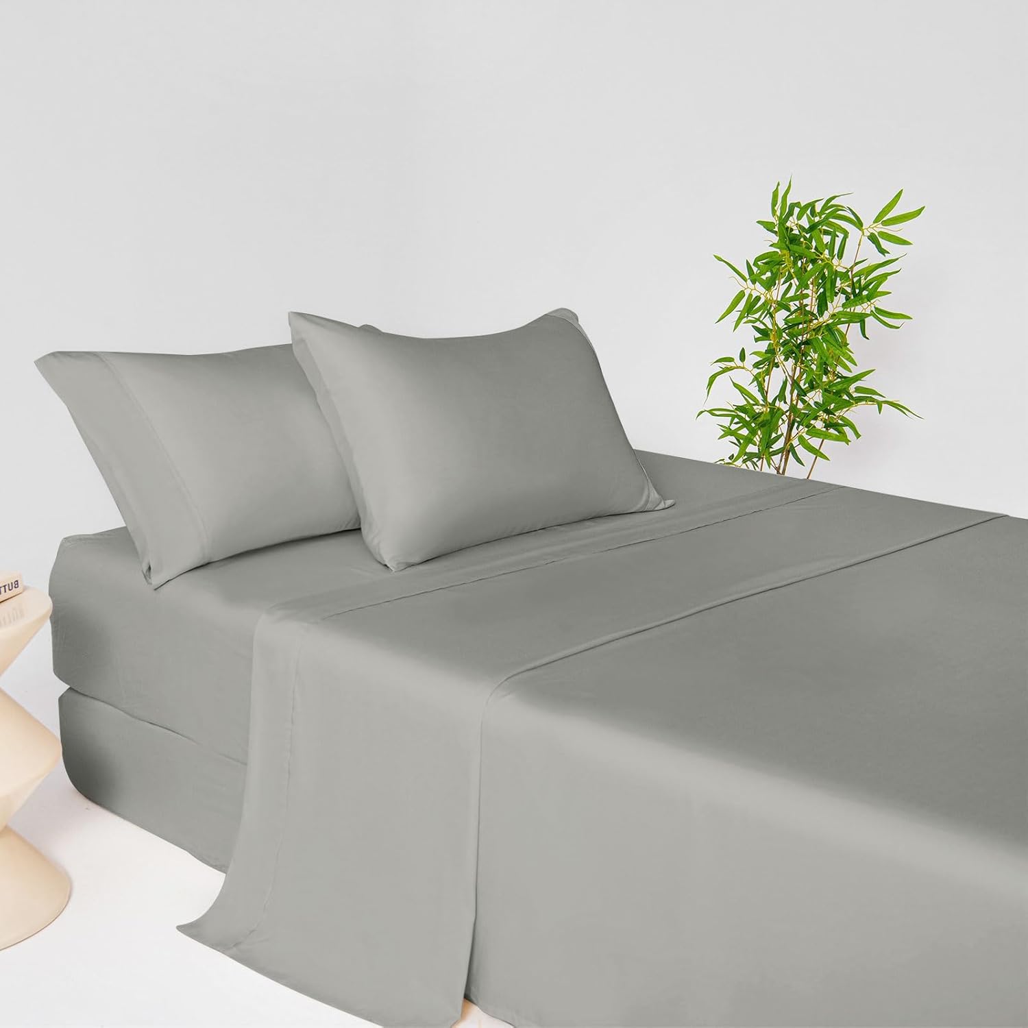 LONAVA 100% Viscose Derived from Bamboo Queen Sheet Set Grey, 4 Pieces Soft Cooling Bedding with Deep Pocket UP to 16", Silky Smooth, Organic & Breathable, Breathable Bed Sheets - Image 2