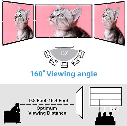 Miniatura 6 de Pantalla de proyector, pantalla de proyector de película de 100 pulgadas, pantallas de proyector portátil plegables 169 para cine en casa, al aire