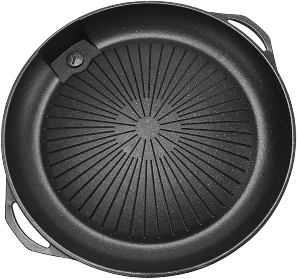 Kisangel Portable Barbecue Plate Grilling Tray Outdoor Bbq Tool Non-stick Plate Easy to Carry