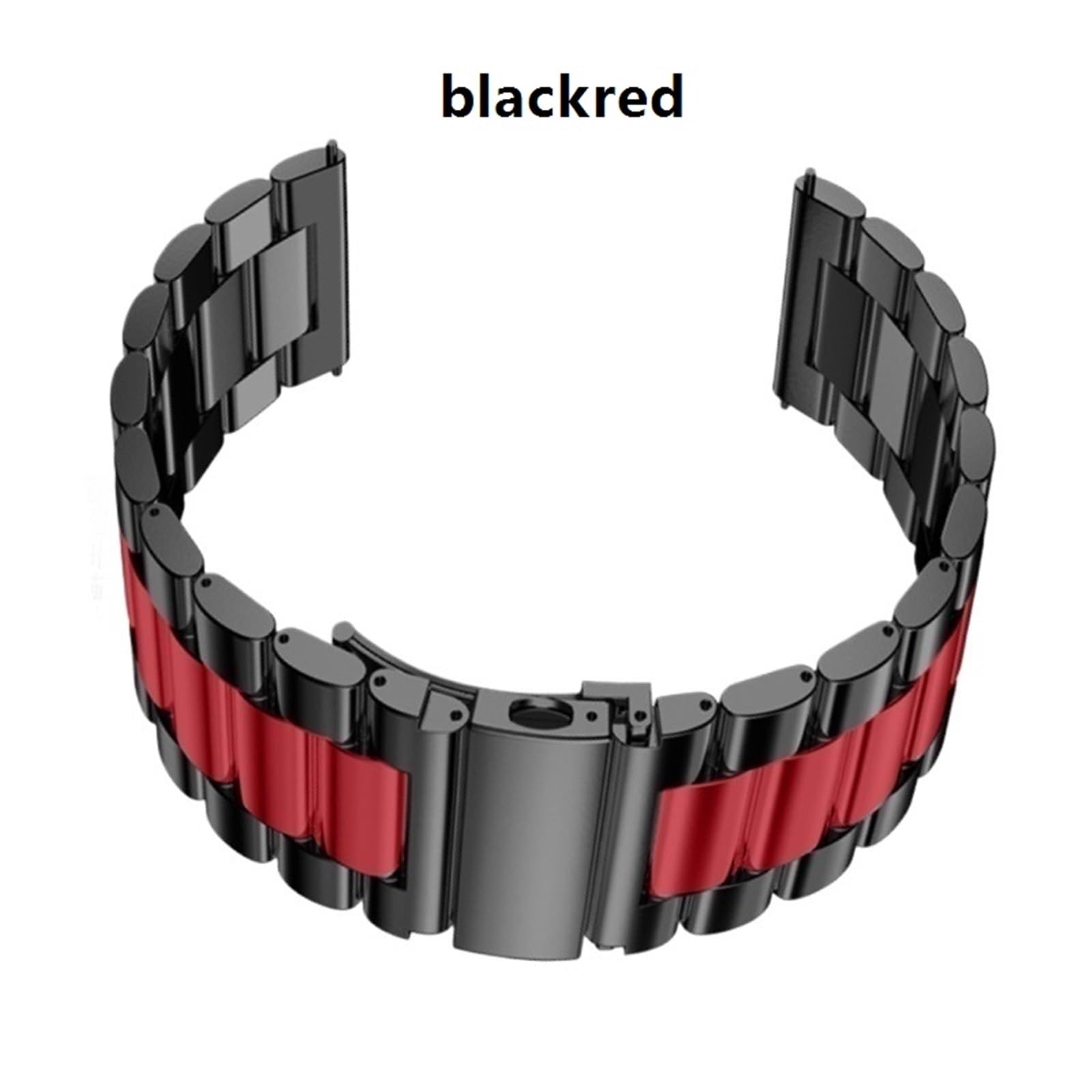 Cinturino di ricambio in acciaio inossidabile da 20 mm e 22 mm, unisex, adatto per accessori tradizionali (nero rosso, 22 mm)