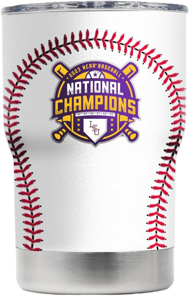 Gametime Sidekicks LSU White Jacket Tumbler - Officially Licensed, 18/8 Stainless Steel, Double-walled, Vacuum-insulated - 2023 Baseball National Champions