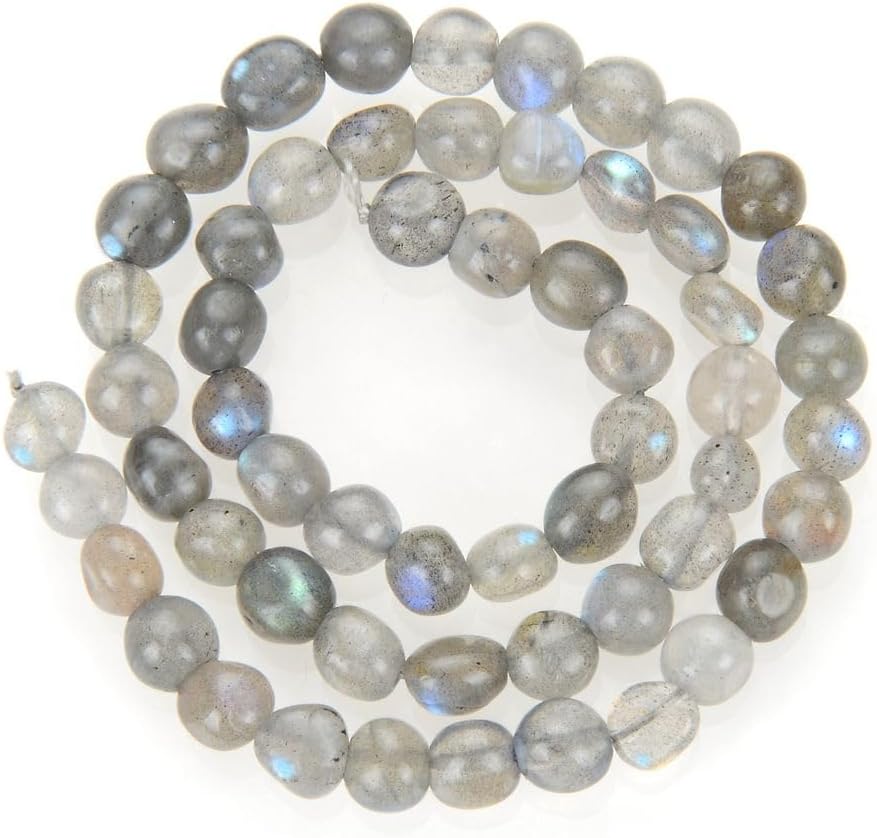 Adabele 15 Inch Natural Grade A Labradorite Gemstone Loose Beads 6mm to 9mm Free Form Oval Tumbled Pebble Gem Stone Spacer for Jewelry Making GZ12-17 - Image 3
