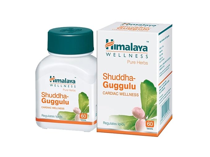 Himalaya Pure Herbs Shuddha Guggulu, Cardiac wellness Modulates blood lipid levels, Helps reduce excess cholesterol level in the blood- Pack of 60 Tablets
