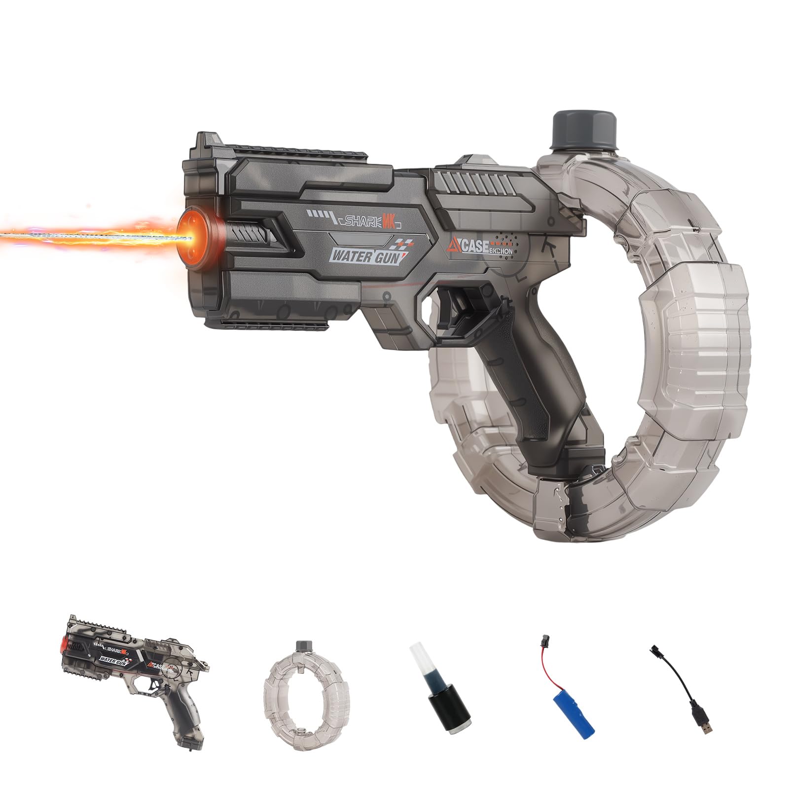 Electric Water Gun - Automatic Water Pistol with LED Light, Long Range Electric watergun, 360CC Powerful Waterguns, Summer Pool Beach Outdoor Party Toy for Adults