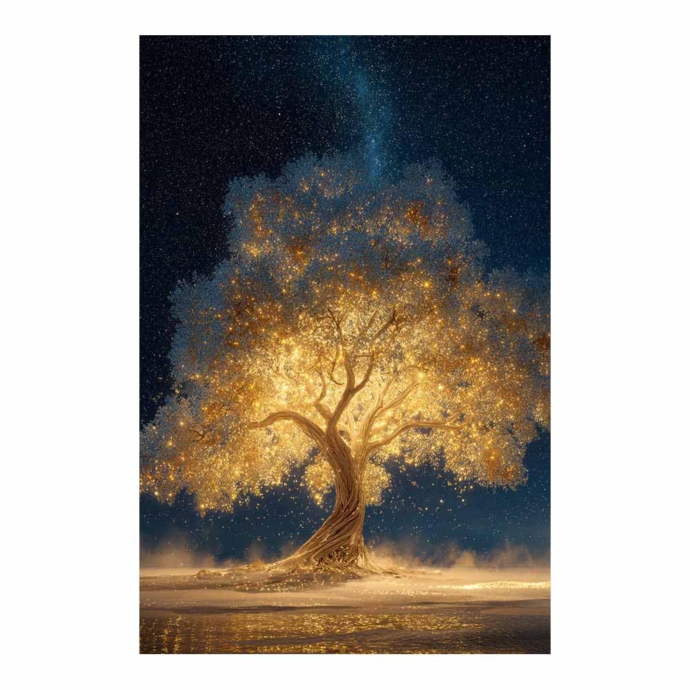 XENIOU Landscape Wall Art Vintage gold tree canvas painting wall art, Living Room Bedroom Hallway Stairs Decoration.(Multicolor)-80x120cm Unframed