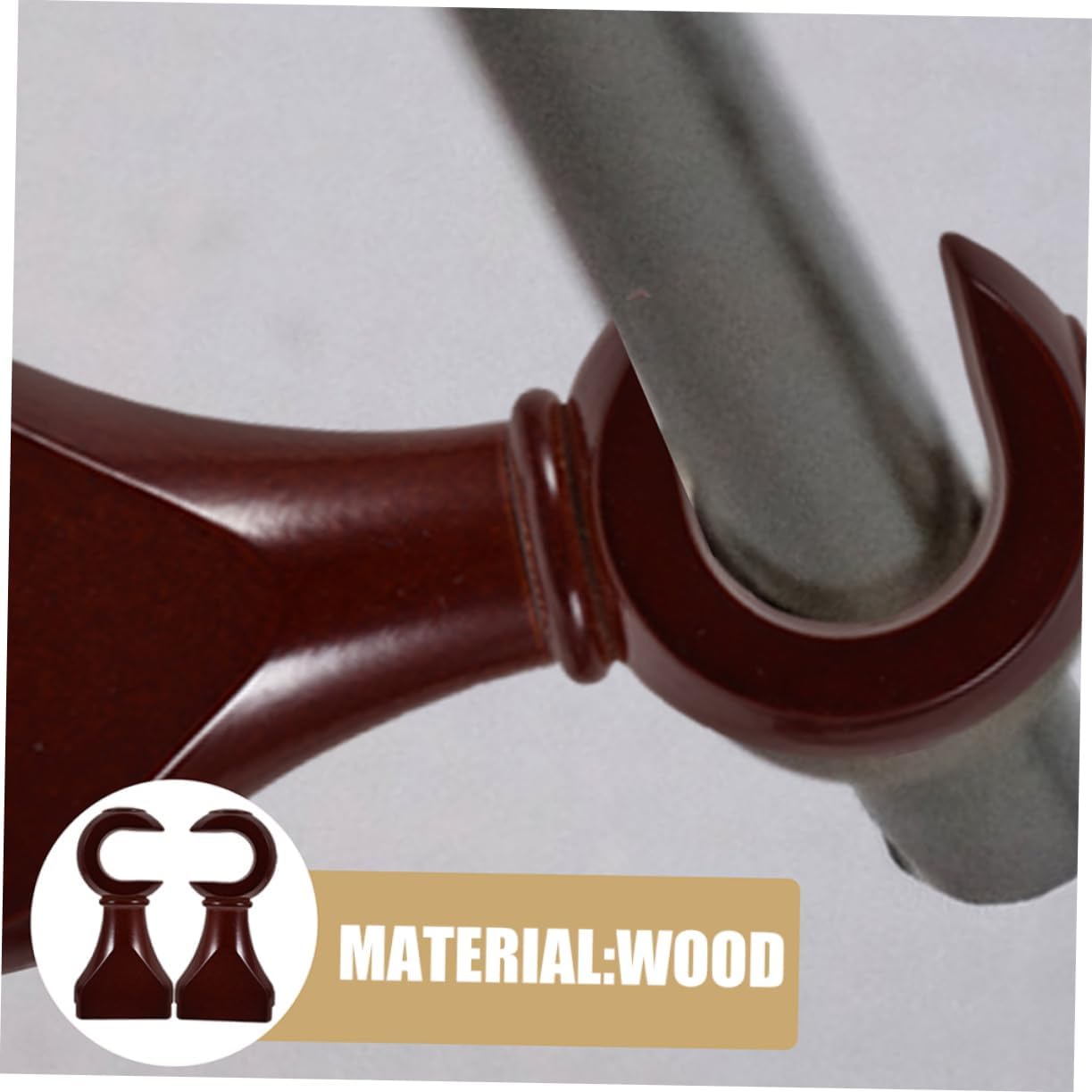 IMIKEYA 4pcs Solid Wood Curtain Rod Brackets Double Rod Bracket Holders for Wall Heavy Duty Decorative Head