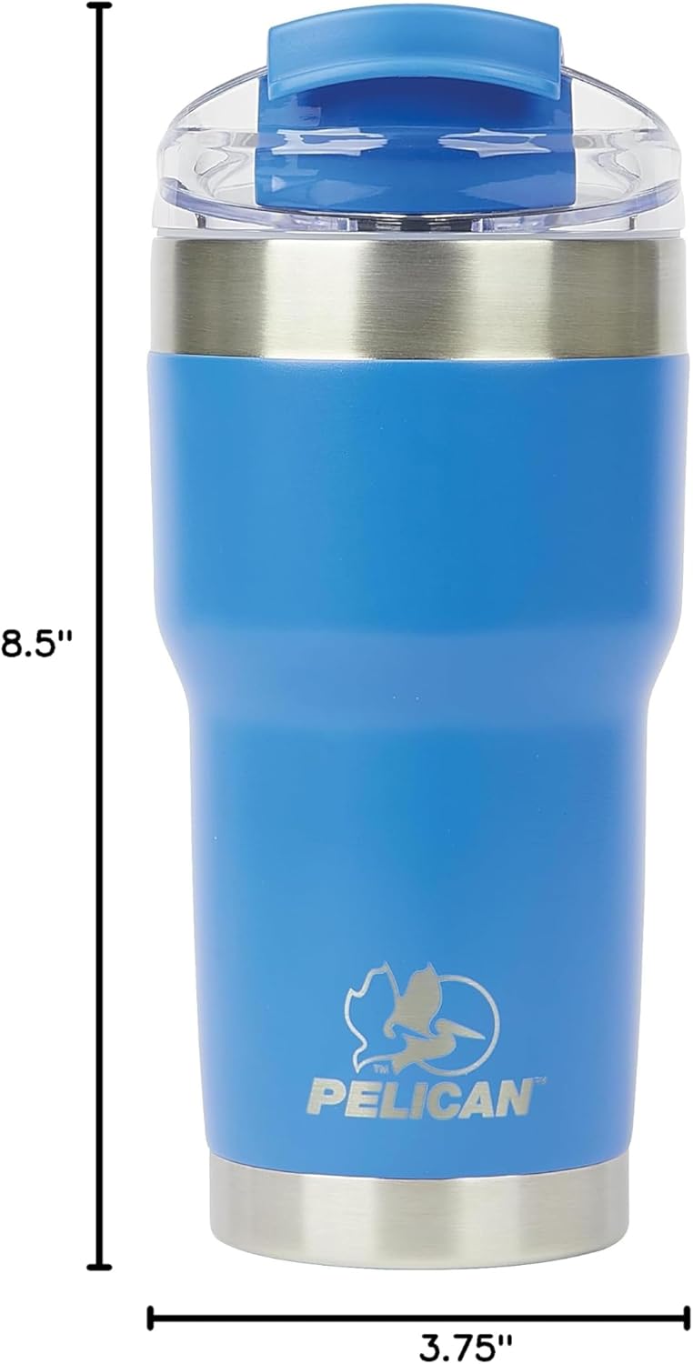 Pelican Hydration Pelican Traveler™ 22 oz Vacuum Insulated Tumbler - Stainless Steel Double Wall Travel with Dual Lid, Powder Coated Insulated Coffee Mug For Hot Cold Drinks, Azure - Image 10