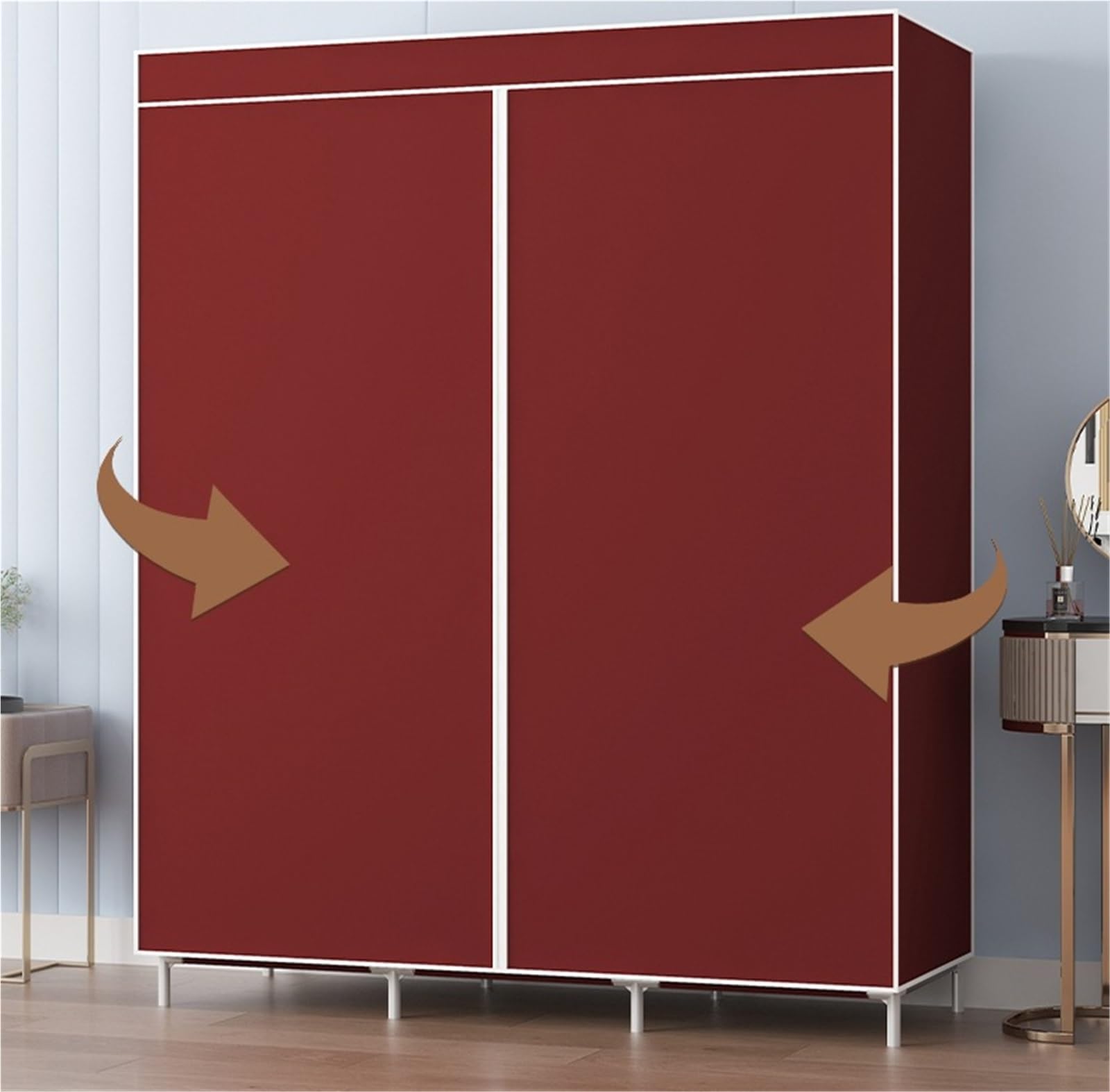 Wardrobe Closet Schrank Tragbarer Schrank, Kleiderschrank, Tragbare Schränke for Aufhängen Von Kleidung, Robust Und Stabil Closet Aufbewahrungsschrank(Purple)