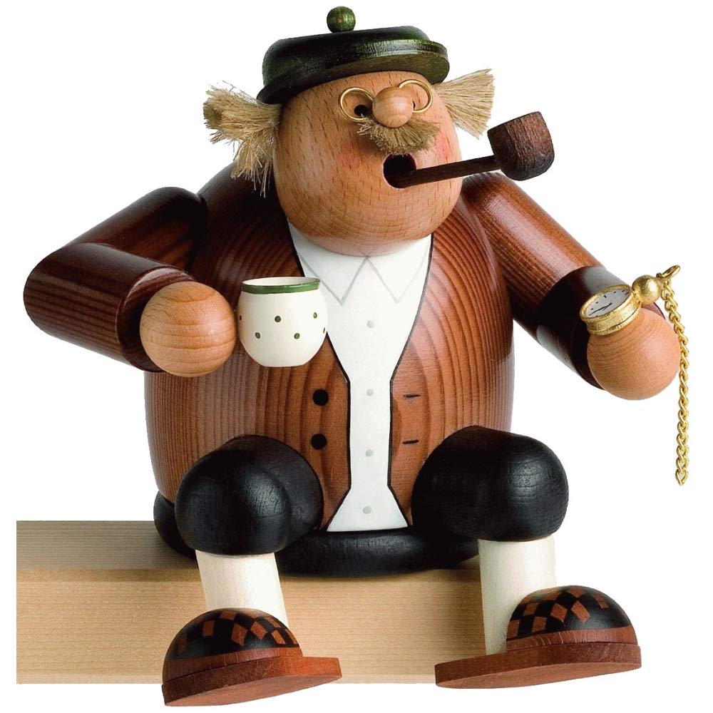 KWO Sitting Grandpa German Wood Christmas Incense Smoker Made Germany 6.3 Inch