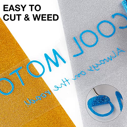 Image of HTVRONT Glitter HTV Heat Transfer Vinyl Roll - 10 inch x 8ft Sky Blue Glitter HTV Vinyl for T-Shirts, Sky Blue Glitter Iron on Vinyl for All Cutter Machine - Easy to Cut & Weed for Heat Vinyl Design