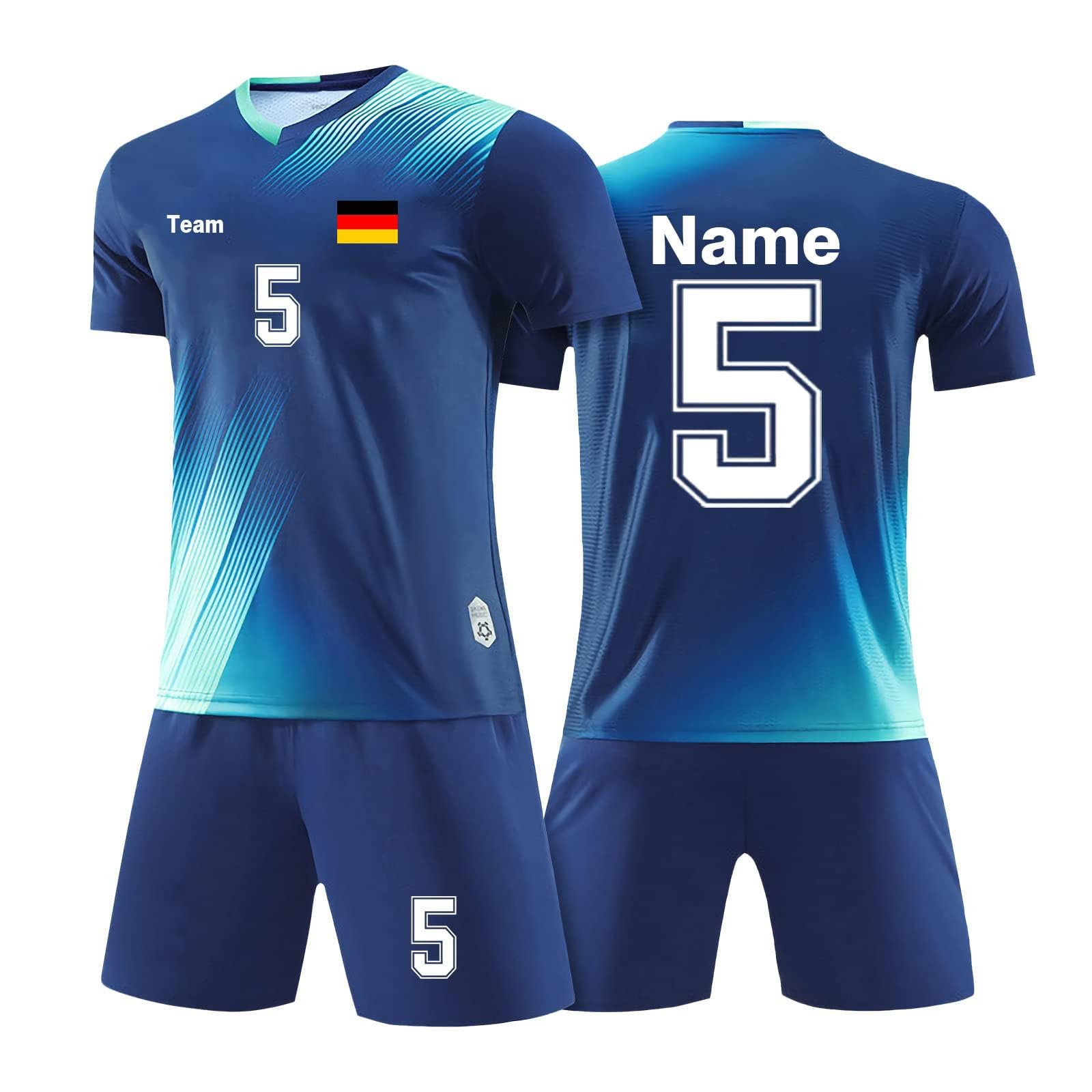 RRrongwn Maillot de football à manches courtes pour adultes et enfants avec nom numéro d'équipe et logo