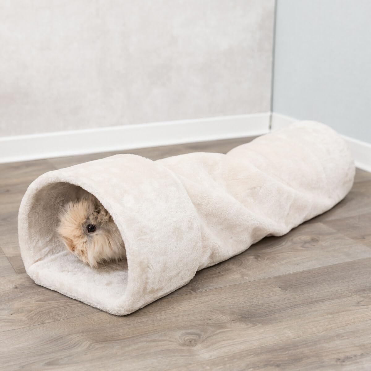 Trixie Tunnel Douillet pour Lapins/Petits Rongeurs Peluche Beige 27 × 21 × 80 cm