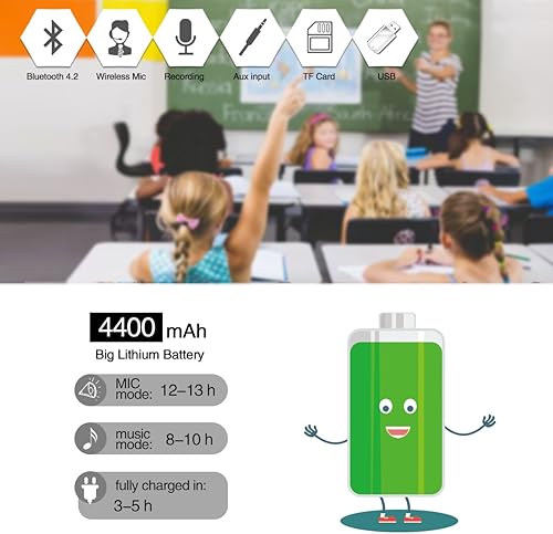 Miniatura 3 de Amplificador de voz Bluetooth, altavoz de micrófono impermeable, amplificador de auriculares de micrófono inalámbrico, altavoz de megáfono portátil