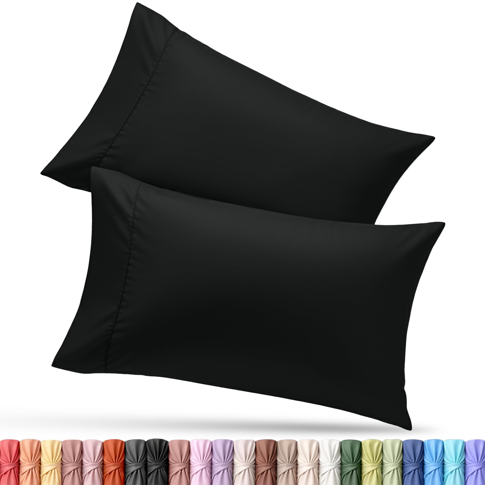 Utopia Bedding Queen Pillow Cases - 2 Pack - Envelope Closure - Soft Brushed Microfiber Fabric - Shrinkage and Fade Resistant Pillow Covers 20 X 30 Inches (Queen, Black)