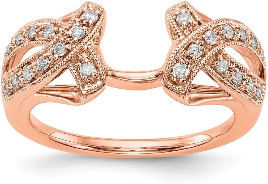 Diamond2Deal 14K Rose Gold Diamond Enhancer Ring Guard Wrap 0.204 cttw