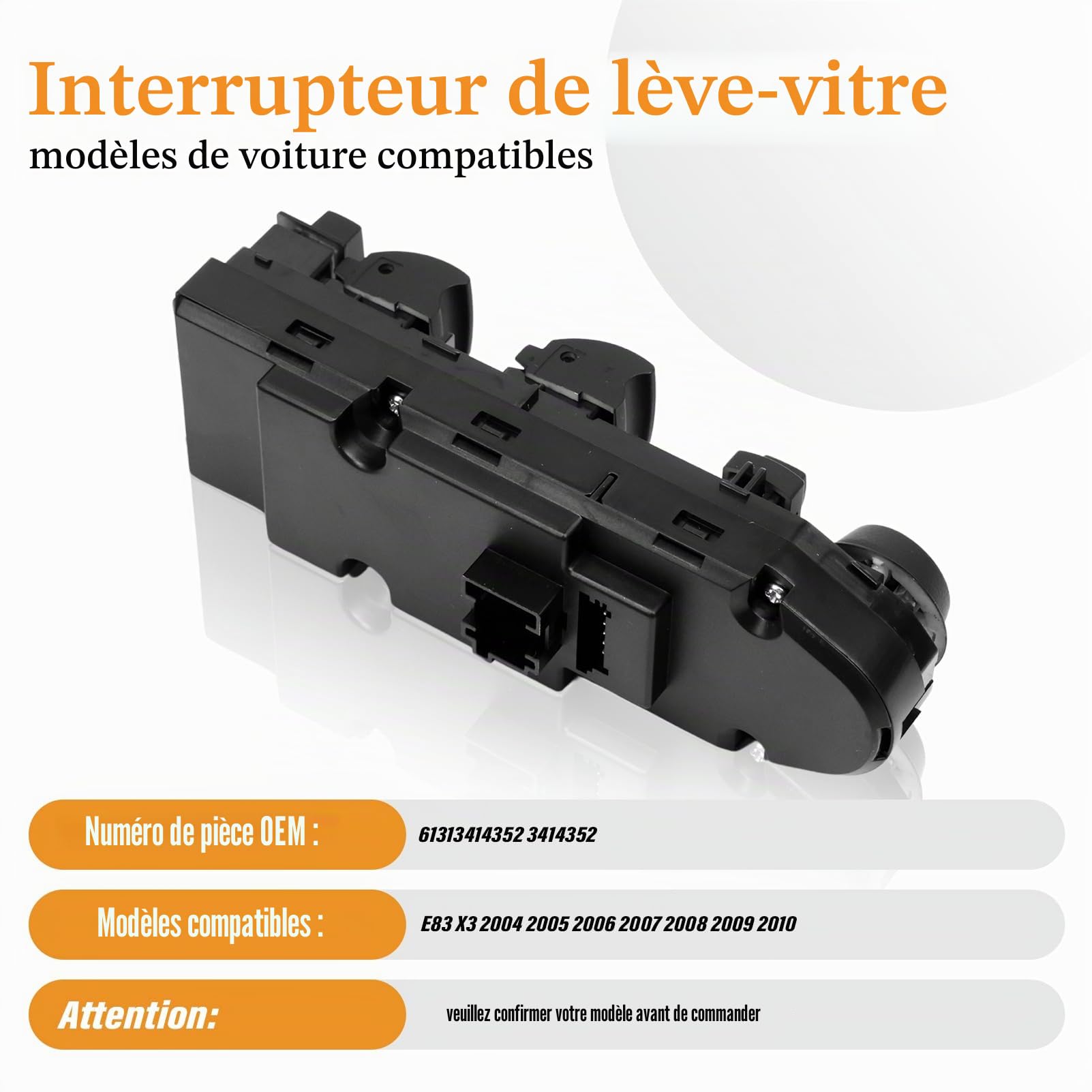 Interrupteur Leve Vitre Gauche Pour E83 X3 2004-2010 61313414352 Interrupteur lève vitre électrique 3414352 Commande Vitre Conducteur Interrupteur Miroir Unité Commande Accessoires Voiture
