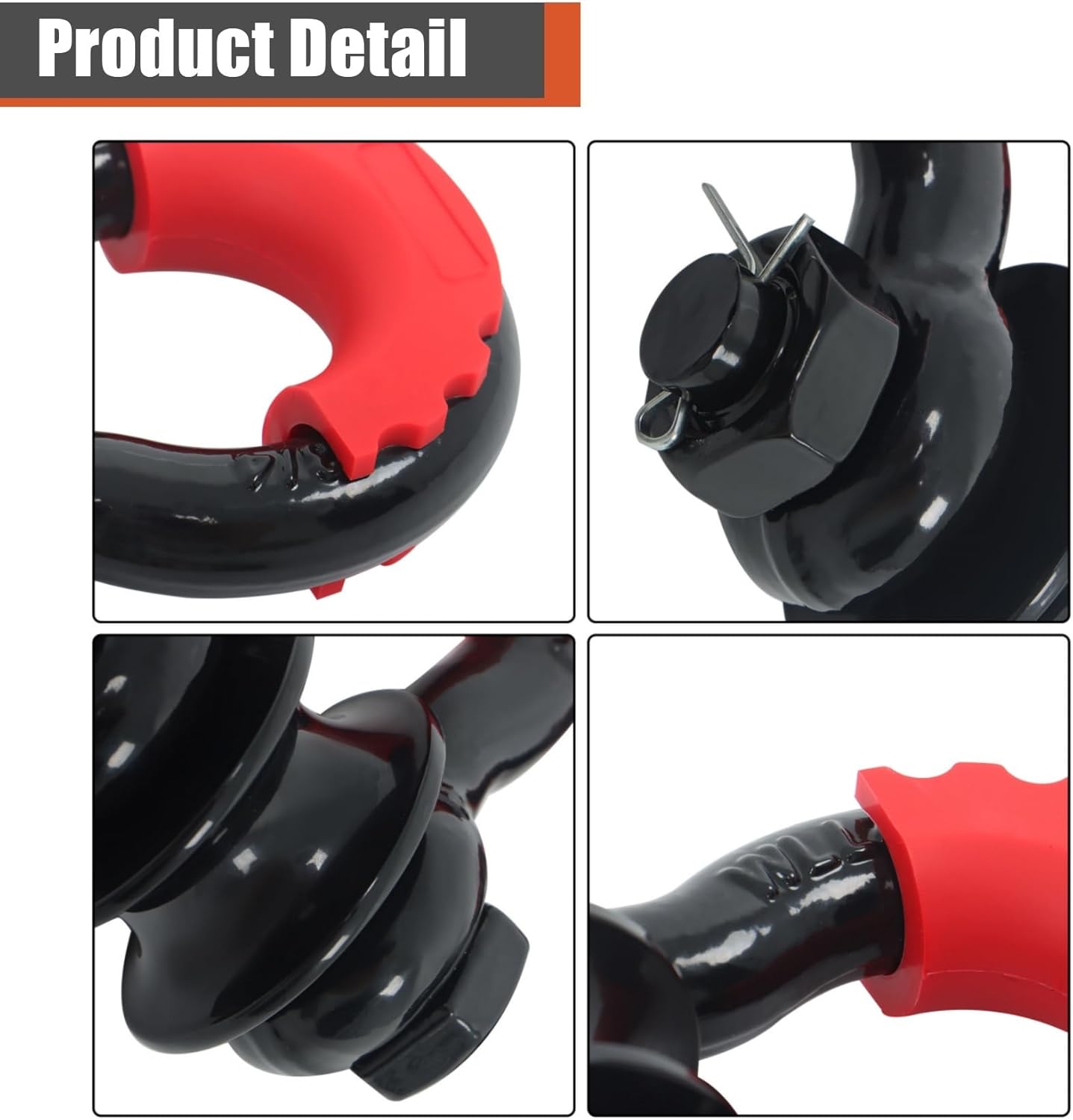 labwork 2PCS Black 3/4" D Ring Shackle Snatch Block 22000LBS Break Strength with Towing Pulley