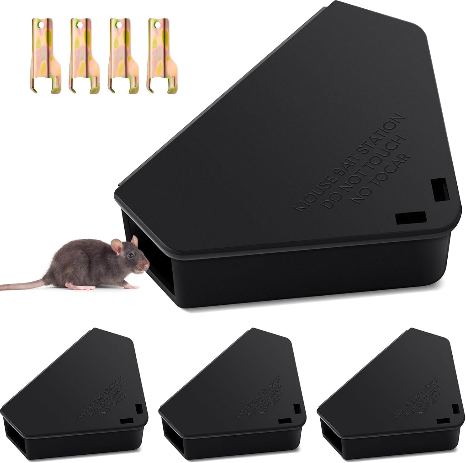 Qualirey 4 Pcs Mice Station with Key Mouse Bait Station