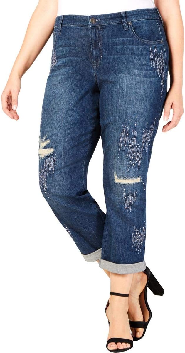 Style & Co. Womens Frosty Shimmer Boyfriend Fit Jeans