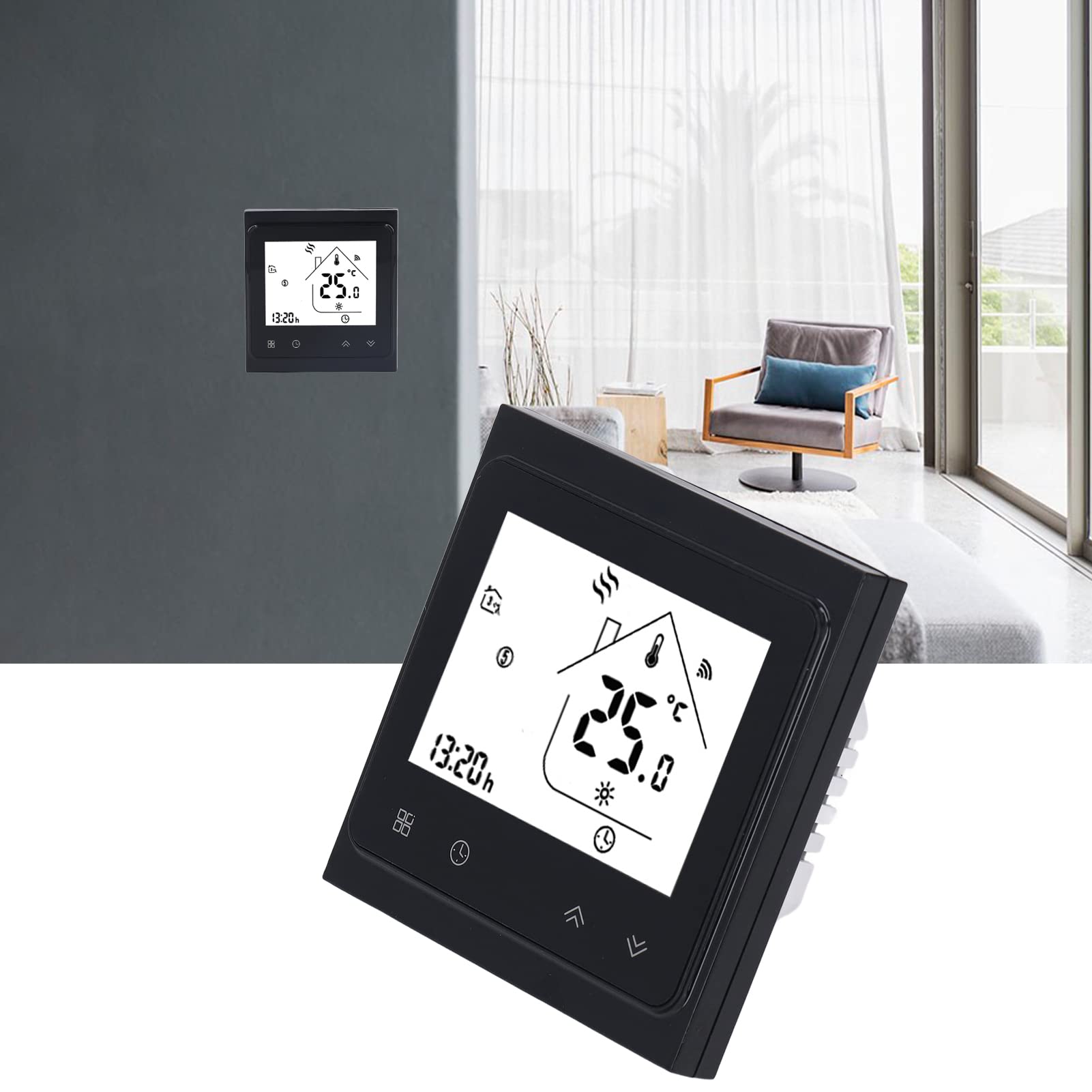 Wifi termostat do podgrzewania wody w bojlerze ekran dotykowy LCD cyfrowy termostat pasywny regulator temperatury wyjściowej czarny