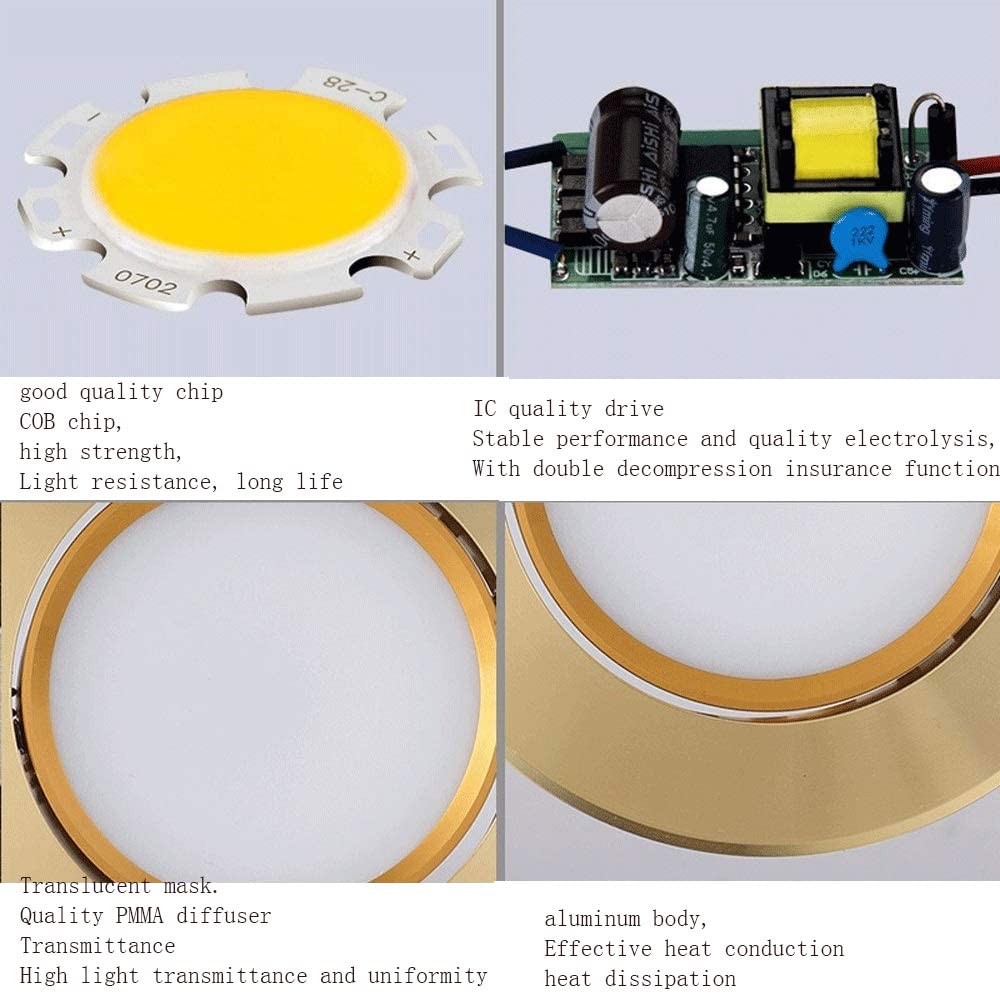 Lot de 14 Luminaires Encastrés LED de Style Nordique Moderne 3 W en Aluminium Doré avec Disque de Finition pour Usage Domestique Et Commercial