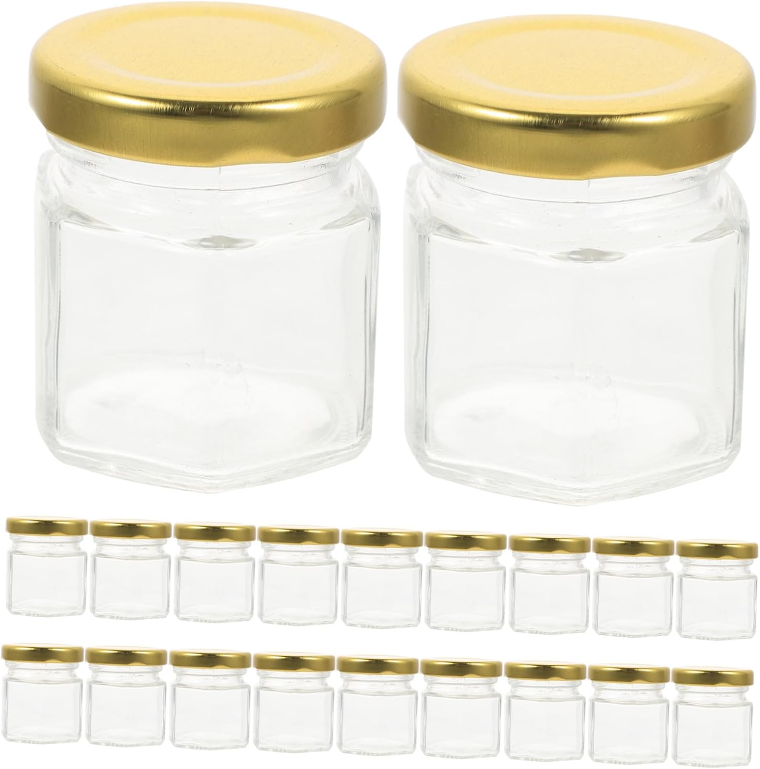 Ciieeo 20pcs Sealed Glass Honey Dispenser Jar with Lid Food Storage Jars for Honey Jam and Snacks Lids for Parties and Favors