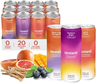 Moment Adaptogen Drink (Shark Tank) | NON-CARBONATED Non Alcoholic Drinks | Classics | L-Theanine & Ashwagandha for Calm & Clarity | 0 Added Sugar, 0 Caffeine | 12-pack
