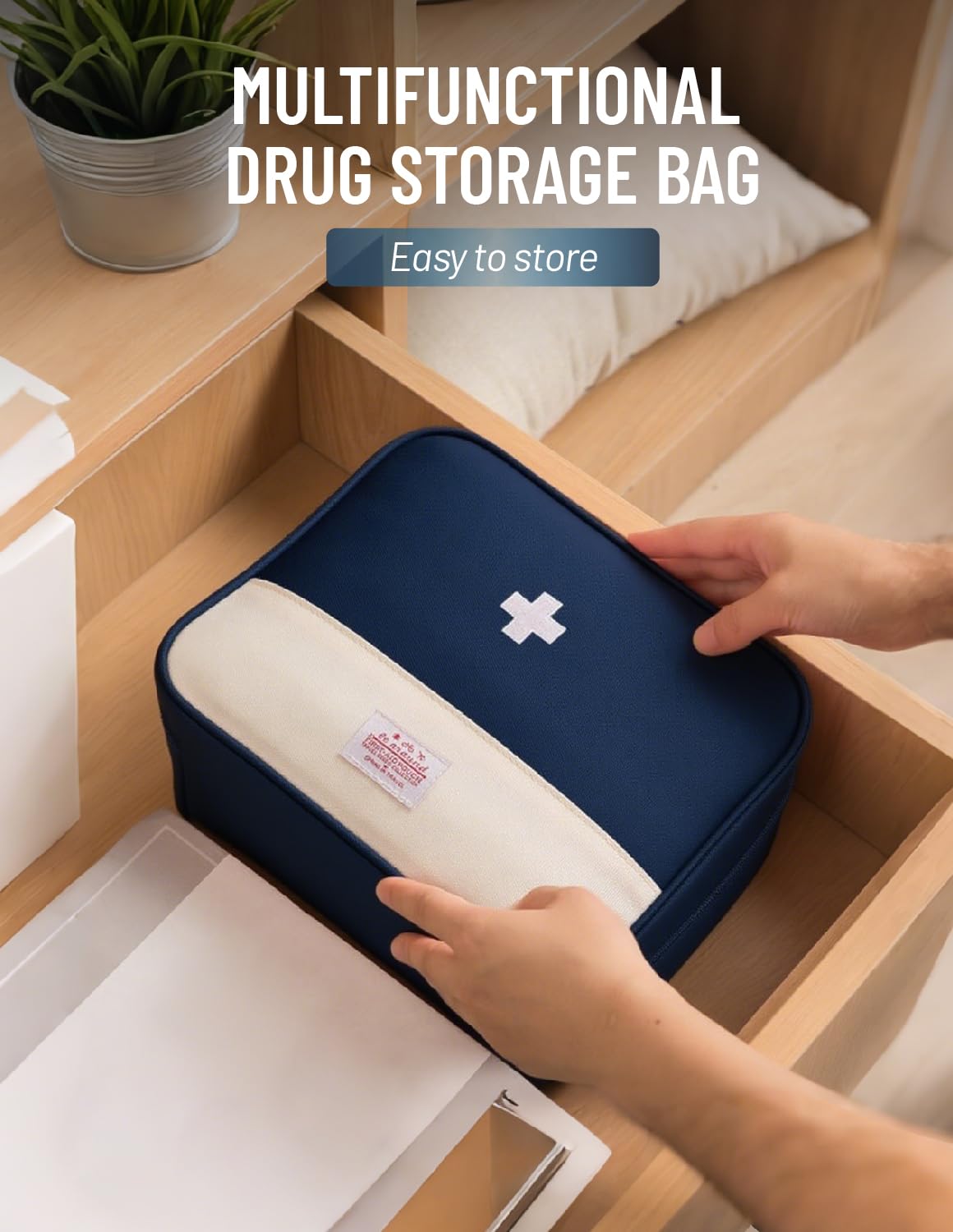 Juego de 4 Cajas de medicamentos, Caja de botiquín casero con Asas, Caja de medicamentos Impermeable, Bolsa de Viaje para casa, al Aire Libre (Azul)
