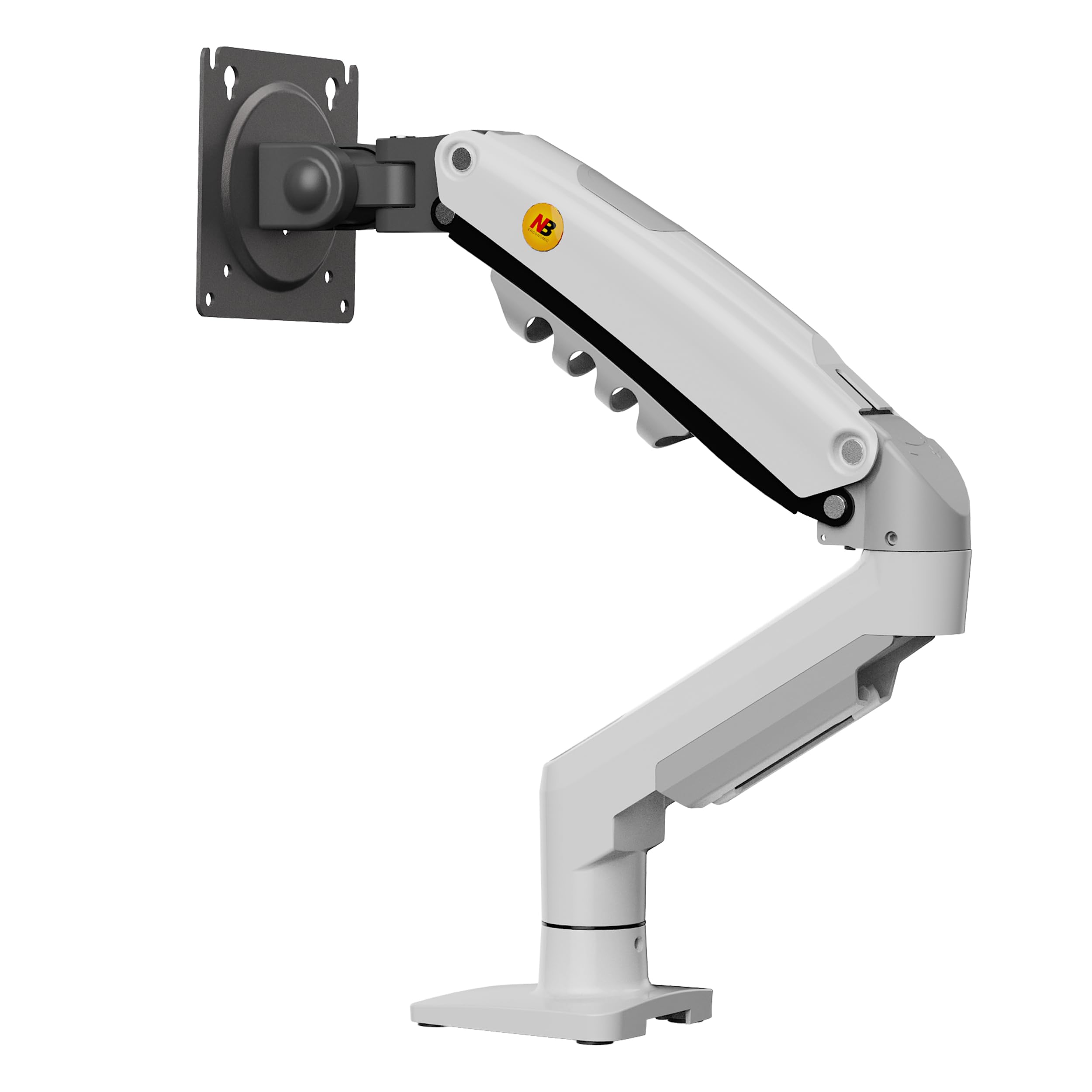 Soporte de Escritorio con Resorte de Gas para Pantallas LCD de 17″-32″, Blanco, VESA 75 mm y 100 mm, rotación de 360°, para un Peso de 2 a 9 kg