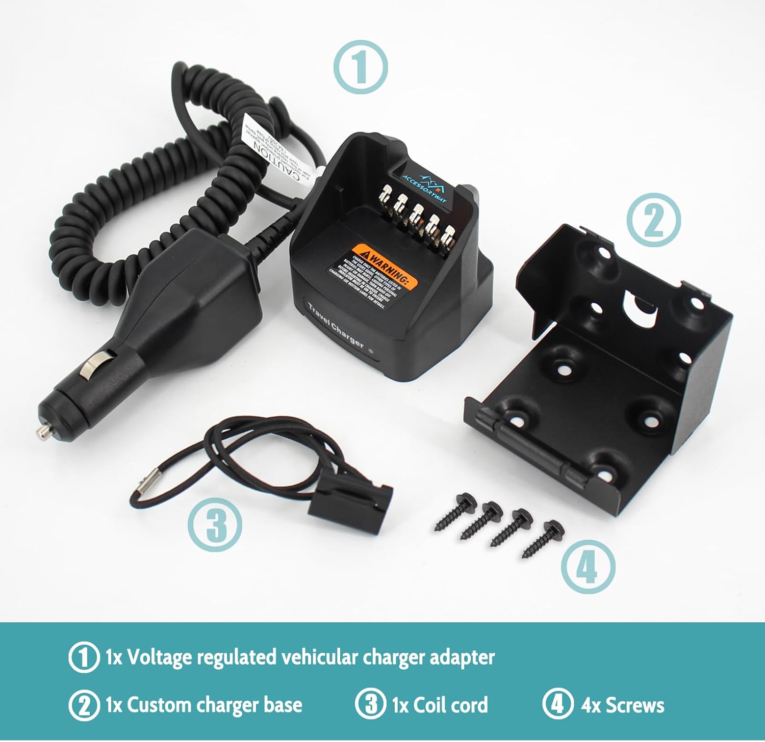 Accessoryway Replace KVC-14 Travel Car Charger Compatible with Kenwood TK-2140 TK-3140 TK-2160 TK-3160 TK-3170 TK-2360 TK-3360 NX-220 NX-320 radios Portable Car Charger Base KNB-57L KNB-55L KNB-26N