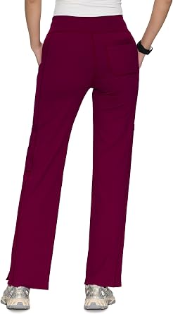 Yoga Scrub Pants for Women Soft Stretch Mid Rise Straight Leg Cargo Bottom with Drawstring,5 Pockets