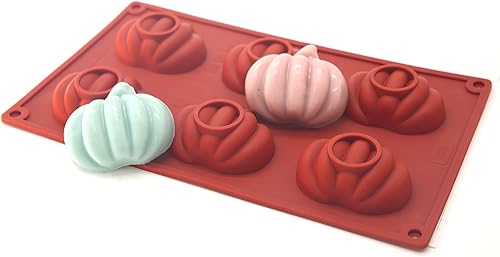 X-Haibei Molde de silicona para pastel de calabaza, cúpula de Halloween, para jabón, gelatina de chocolate, bandeja para hornear, 2 onzas por celda,