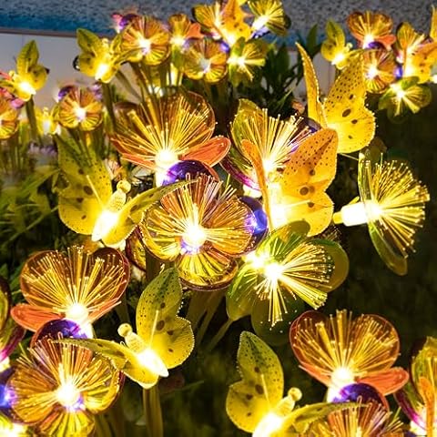 Solar Garden Lights Outdoor Waterproof, 2 Pack Solar Lights Outdor, Swaying Butterfly Light Flower Combination Solar Lights for Garden Yard Patio Lawn Outdoor Decor, Gifts for Mother's Day Mom Women Cover