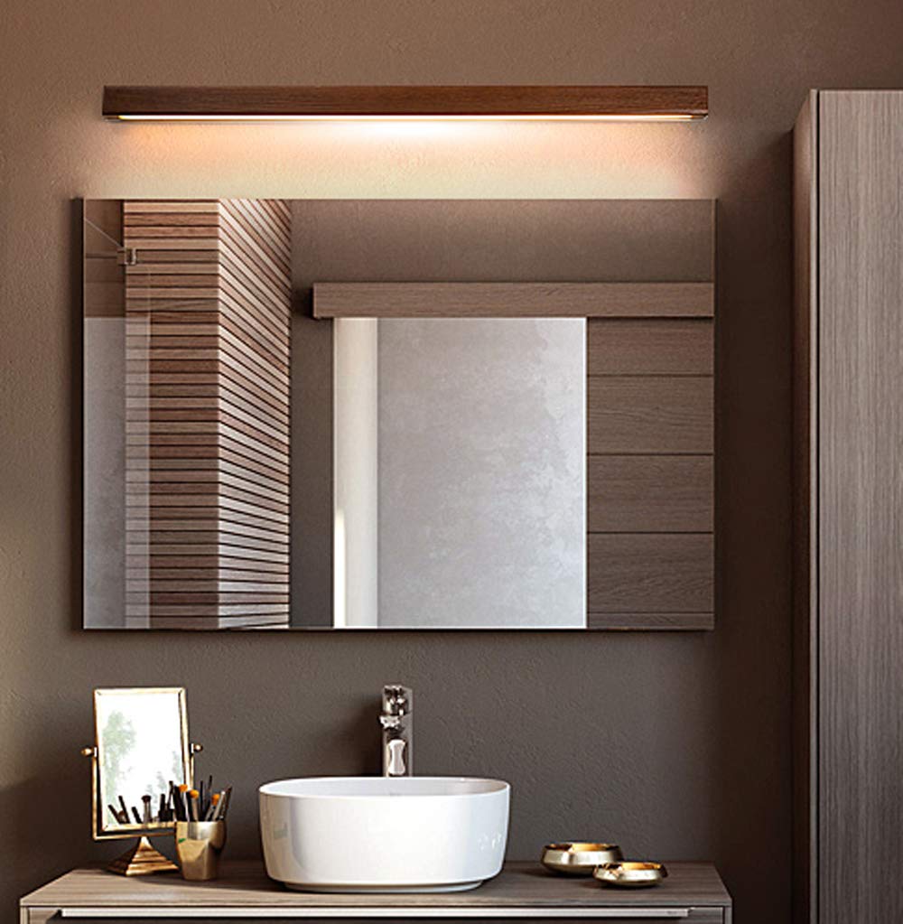 LED Luminaire Mural Long Interieur Bois Acrylique Dimmable Barre Lumineuse Aplique Murale Strip Plafonnier Longue Lampe Miroir Eclairage Lumiere pour Chambre Salon Salle de Bain,80cm