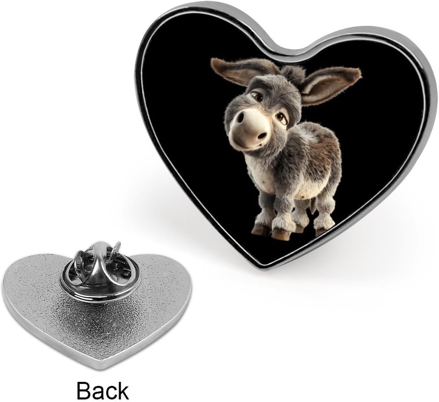 Funny Donkey Funny Metal Badge 1″ Heart Form Brooch Pin Clothes Hat Bag Tie Accessories Decor image 3