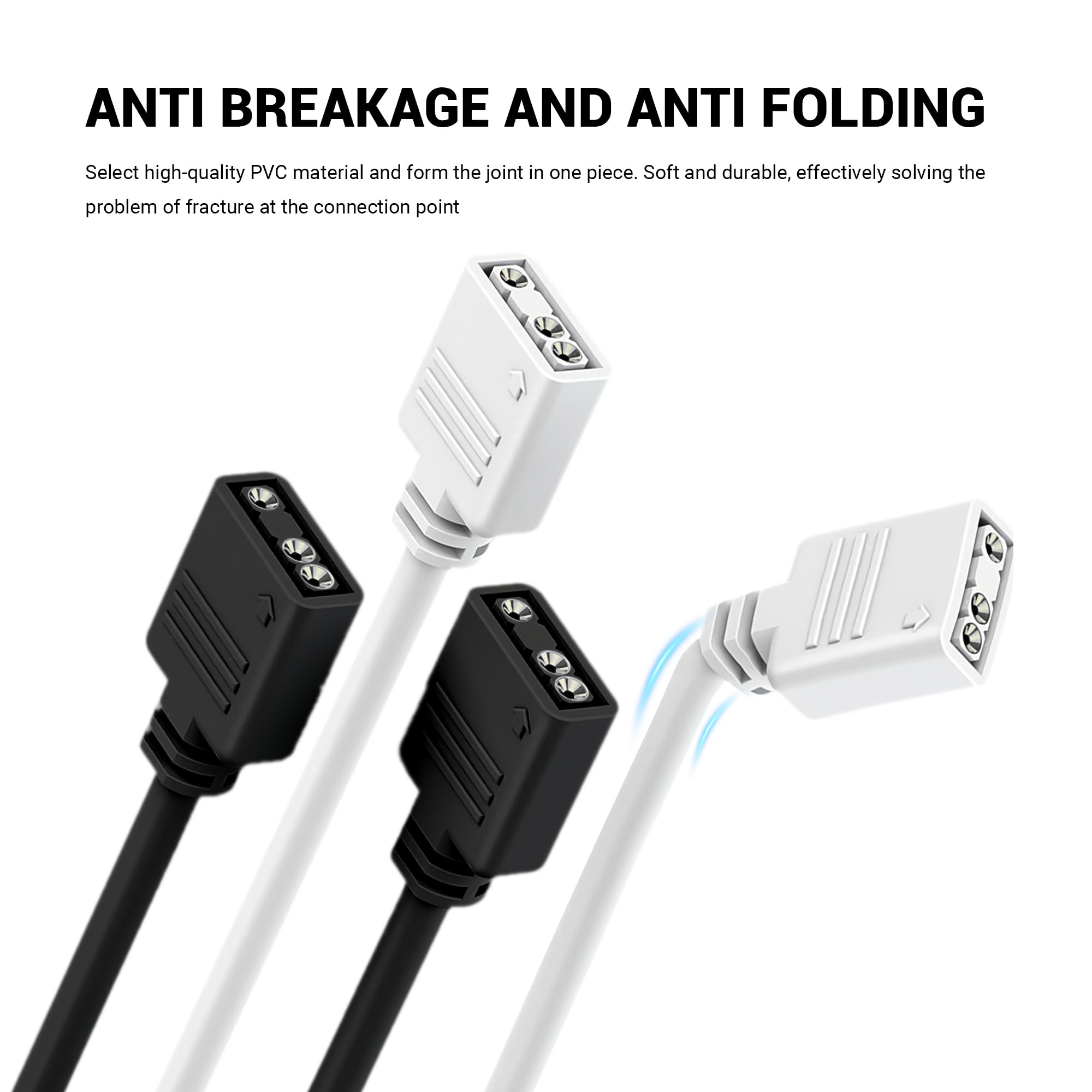Cable alargador ARGB 1:1, 5V, 3 pinos hembra a hembra, direccionable, cable de sincronización LED para ventiladores y luces LED (30 cm, blanco, 2 unidades)