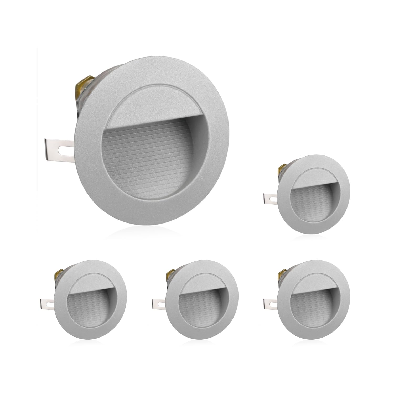 ledscom.de 5 luci LED per scale/faretti da incasso a parete per interni ed esterni, downlight, rotondi, grigi, Ø 125 mm, bianco caldo