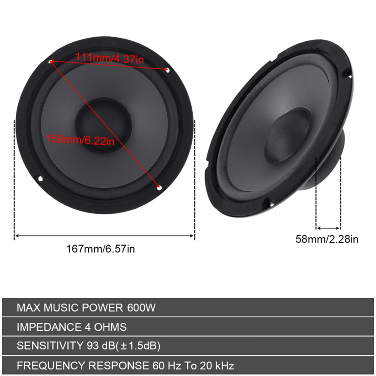 Morain Altoparlanti Stereo Coassiali HiFi per Auto Universali da 6 Pollici Altoparlanti Stereo Coassiali per Auto da 6 Pollici per Porta Automatica Musica Gamme Complete Altoparlante per Auto Morain Altoparlanti Stereo Coassiali HiFi per Auto Universali da 6 Pollici Altoparlanti Stereo Coassiali per Auto da 6 Pollici per Porta Automatica Musica Gamme Complete Altoparlante per Auto