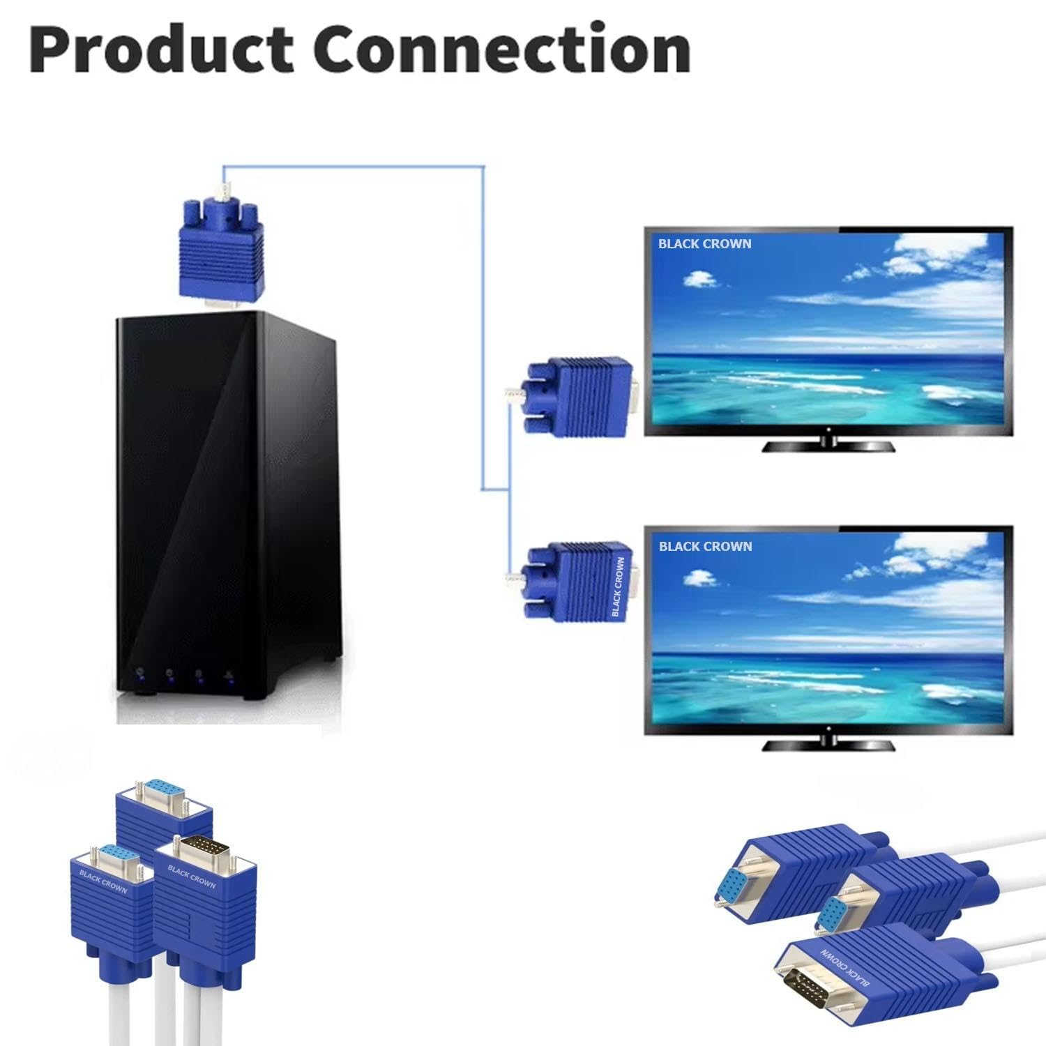 VGA Splitter Cable - Dual Monitor Adapter -8