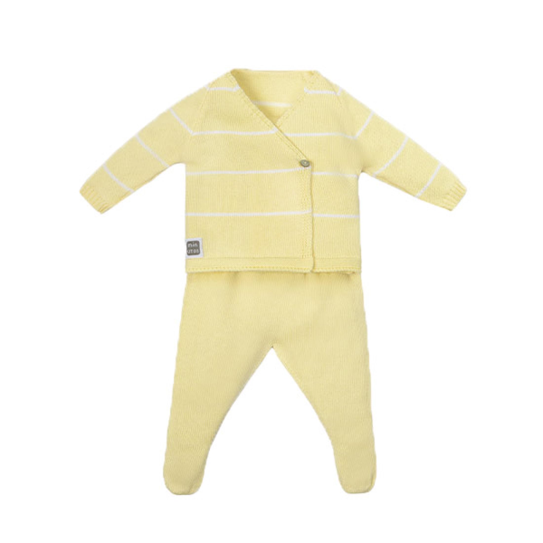 MINUTUS Conjunto Bebé Nicky, Primera Puesta, Ropa Recién Nacido, Jersey y Polaina 100% Algodón, 2 Piezas