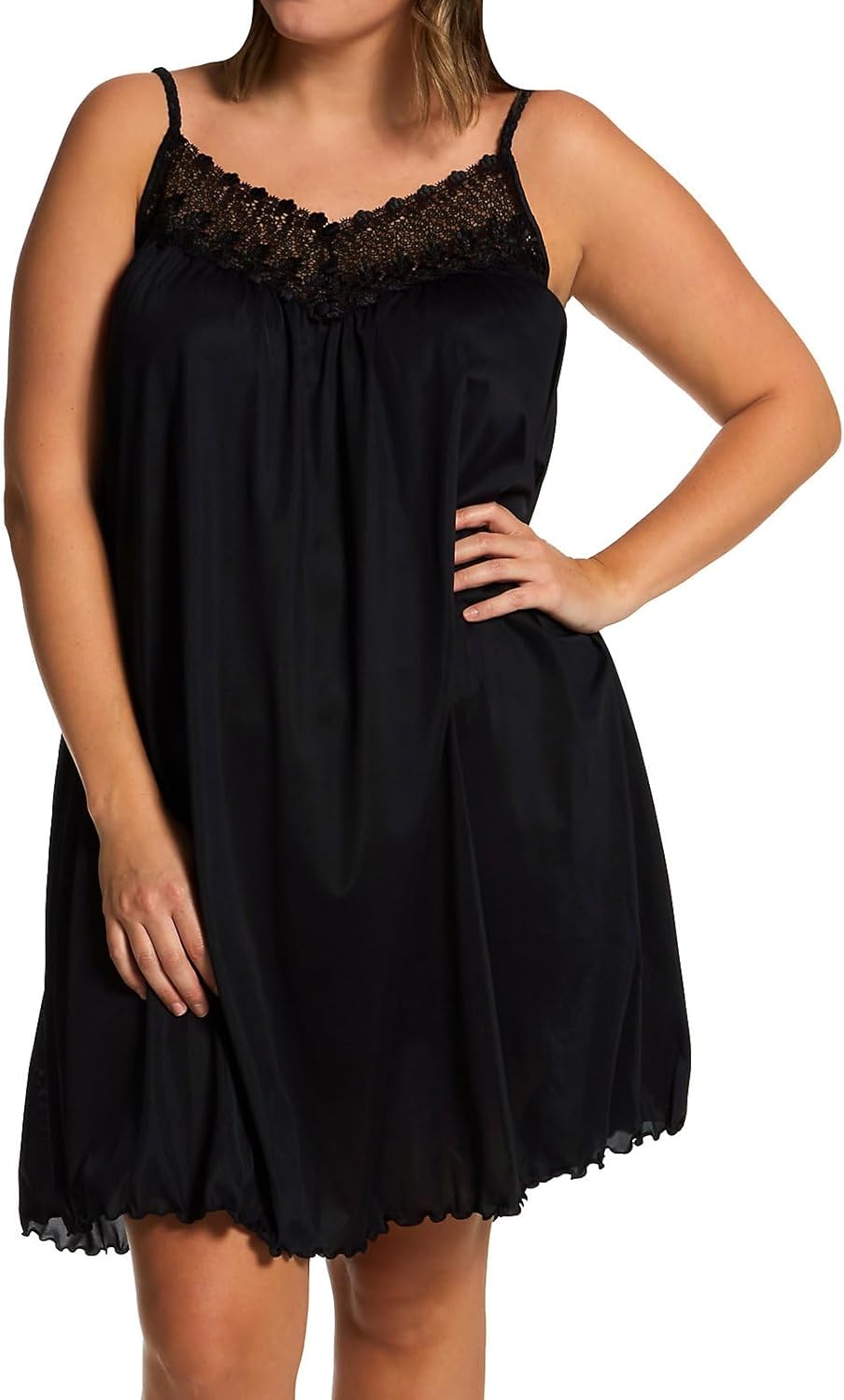 Shadowline Women's Plus Size Beloved 38 Inch Braided Spaghetti Strap Short Gown