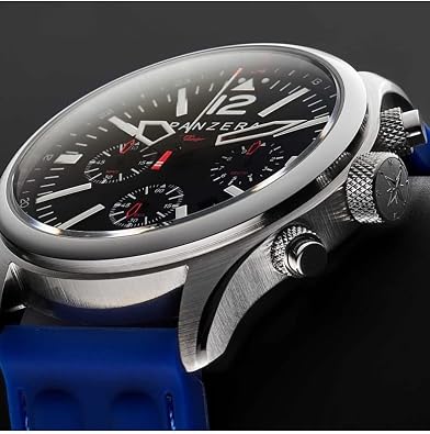 Panzera Flieger 46C Stainless Steel Pilots Watch for Men - Analog Pilot Time Piece - Quartz Chronograph - Designed & Assembled in Australia