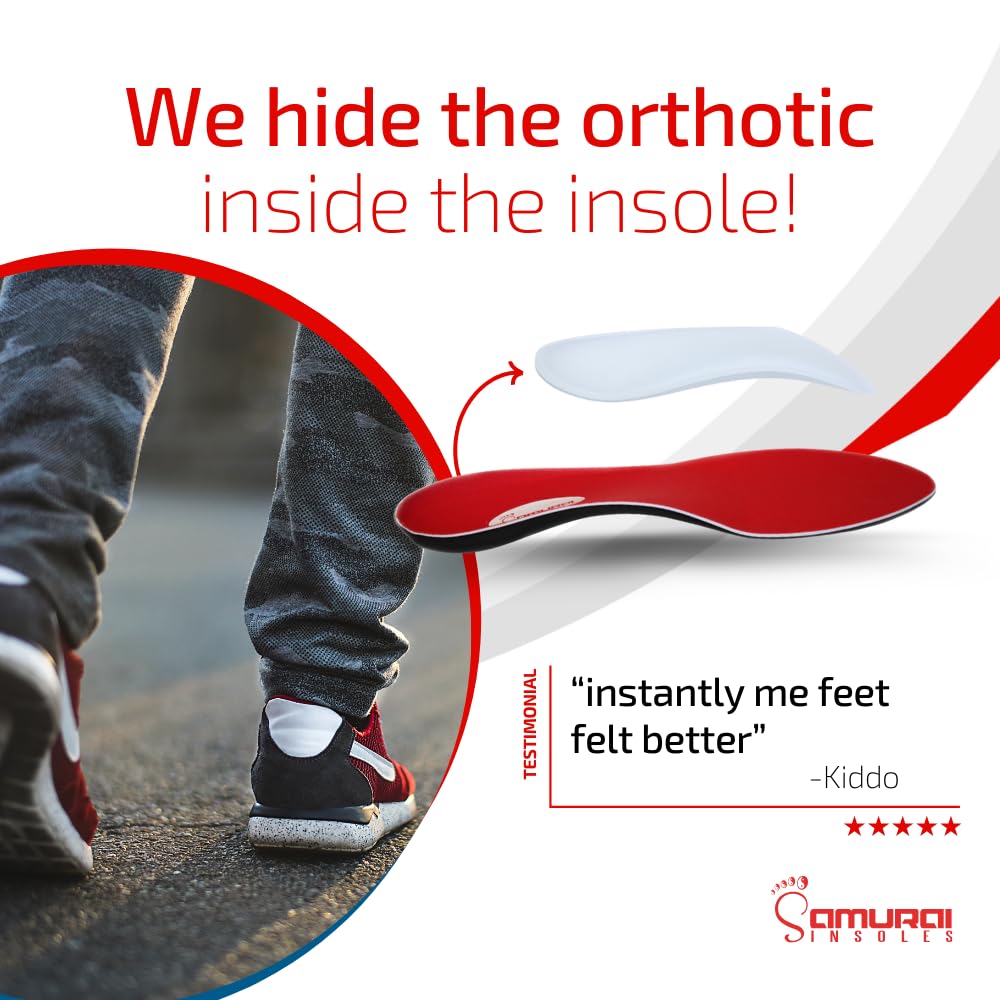 Samurai Insoles Istante-sollievo plantari per piede piatto per uomini o donne-consegna Happy Feet usando nostro inserto di scarpa di comprovata plantare