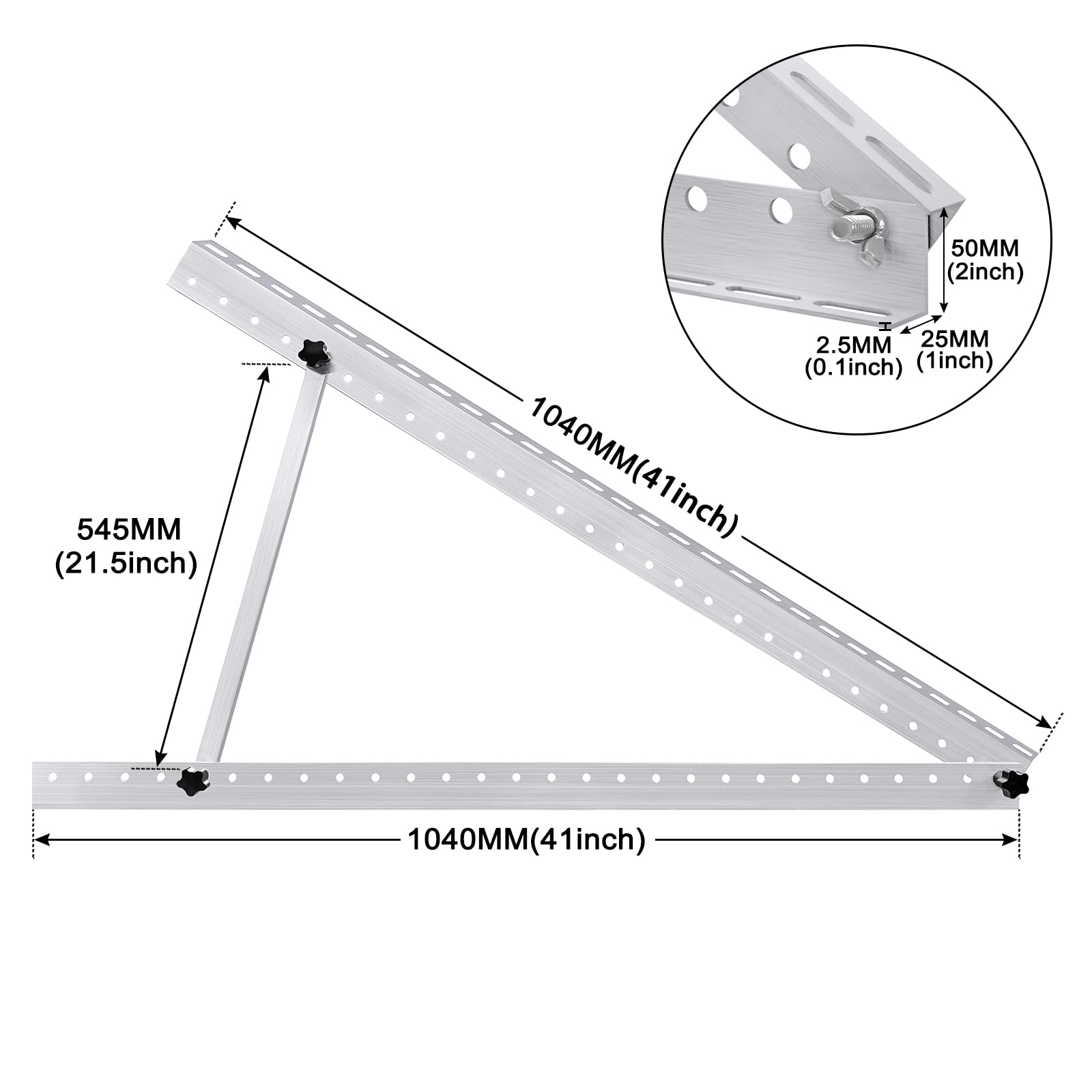 UISEBRT Soporte de Inclinación para Panel Solar de 104 cm - Plegable, para Techo de Barco, Autocaravana - 2 Unidades