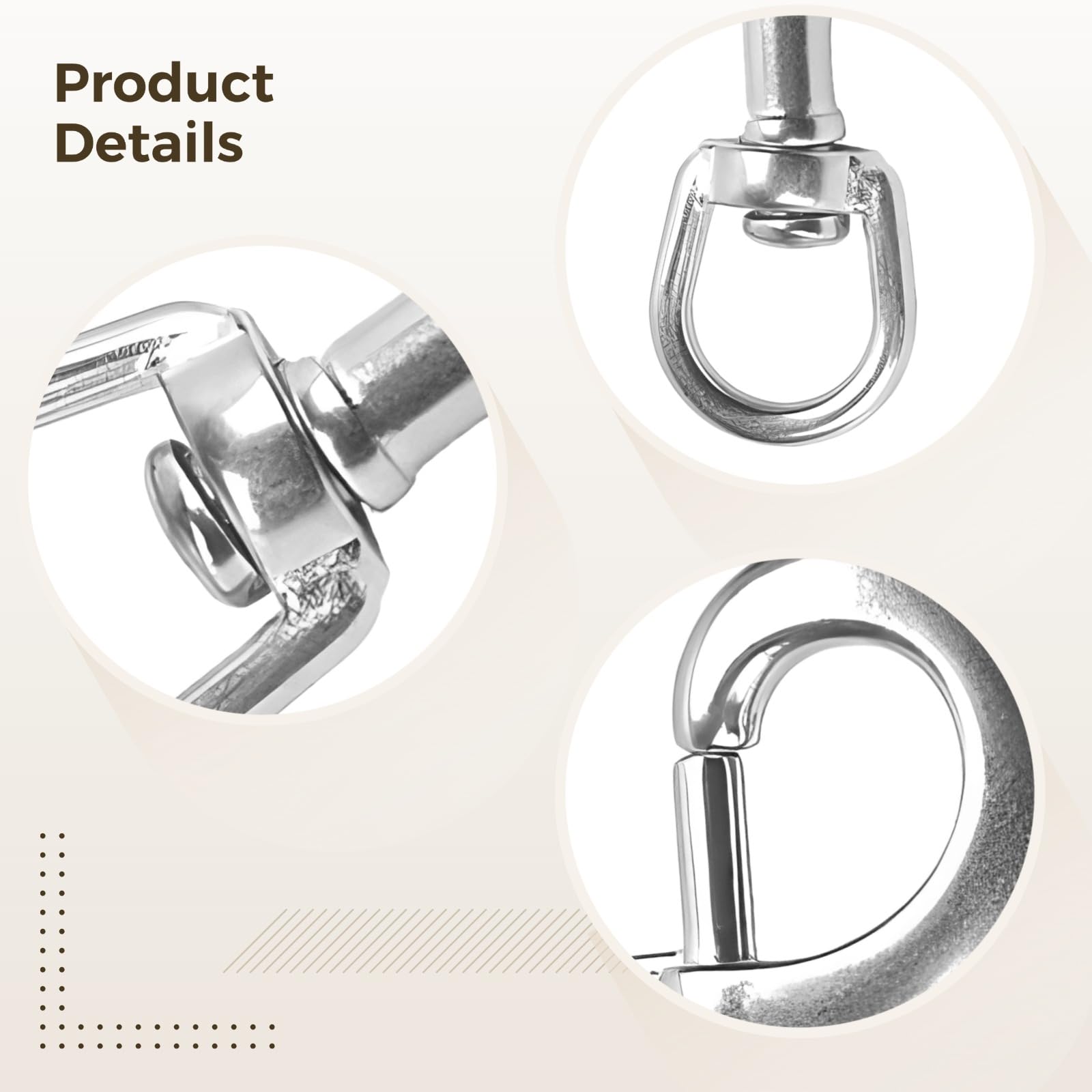 Lot de 4 crochets simples et doubles en acier inoxydable 316, crochets marins à mousqueton, résistants à la corrosion, clips pivotants, pour plongée, laisses pour animaux, extérieur