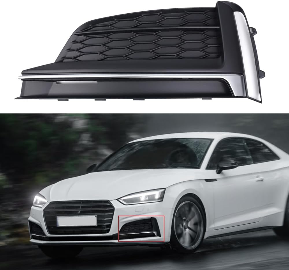 Fog Light Cover, Replaces 8W6807681F, 8W6807682F, AU1038199, Compatible with Audi A5 Sport S5 Sline 2017-2020, 1 pc (Left Side)