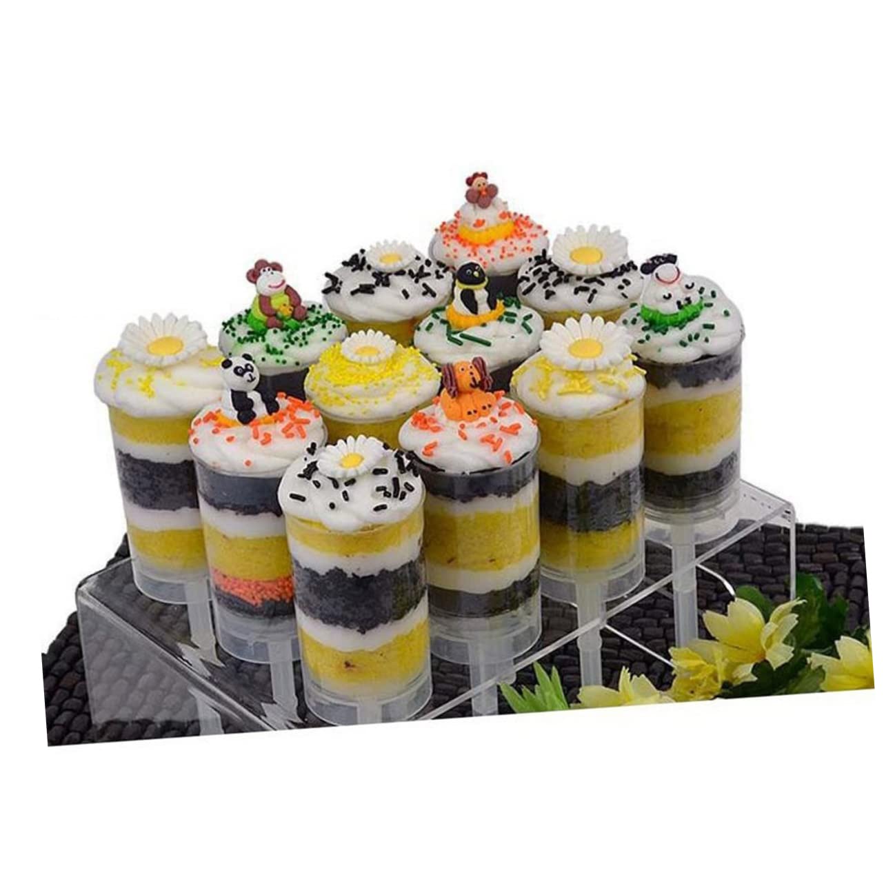 OUNONA 10 Pack Cupcake Push Containers Food-grade Plastic 19cm Wedding/party Decorations Easy to Clean