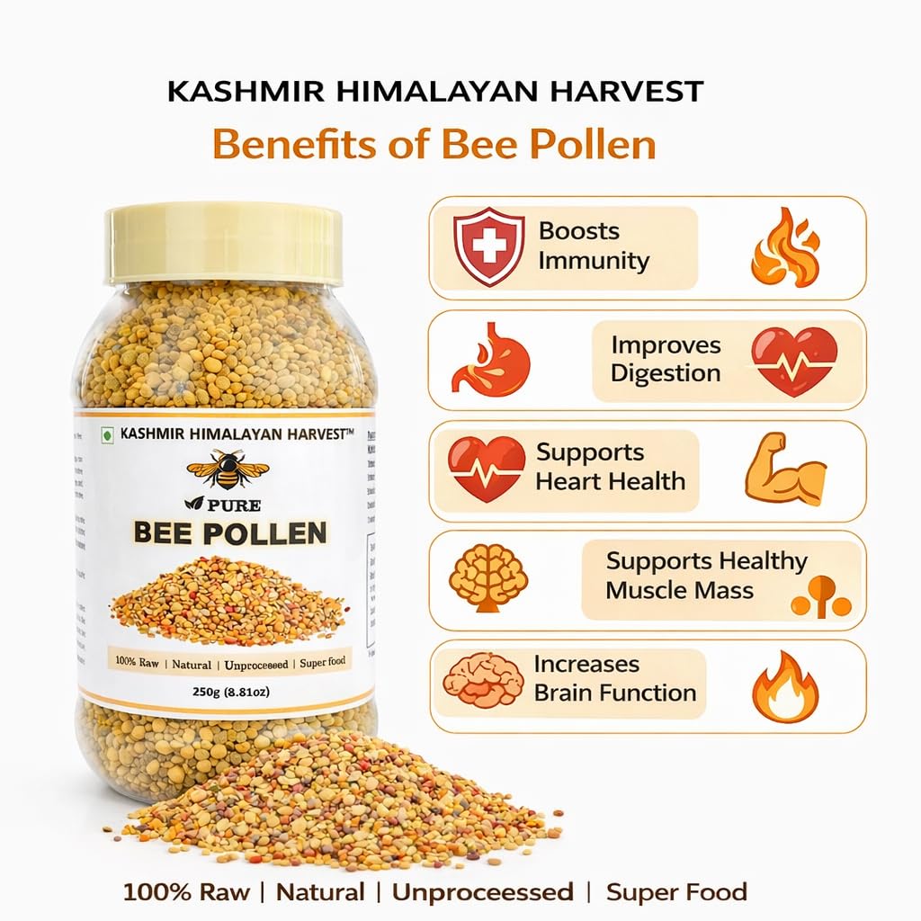 Kashmir Himalayan Harvest Bee Pollen Granules-250g | Raw & Unprocessed | Pure Bee Pollen | No Added Sugar | Superfood | Anti-Oxidant | Natural | Organic — Amazon image 7