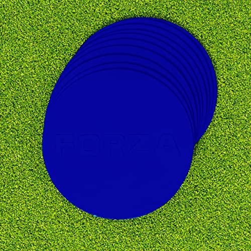 FORZA Flat Disc Markers | Colored Markers for Soccer Training & Outdoor Play - Mini & Standard Size Options (Standard (7in), Blue)