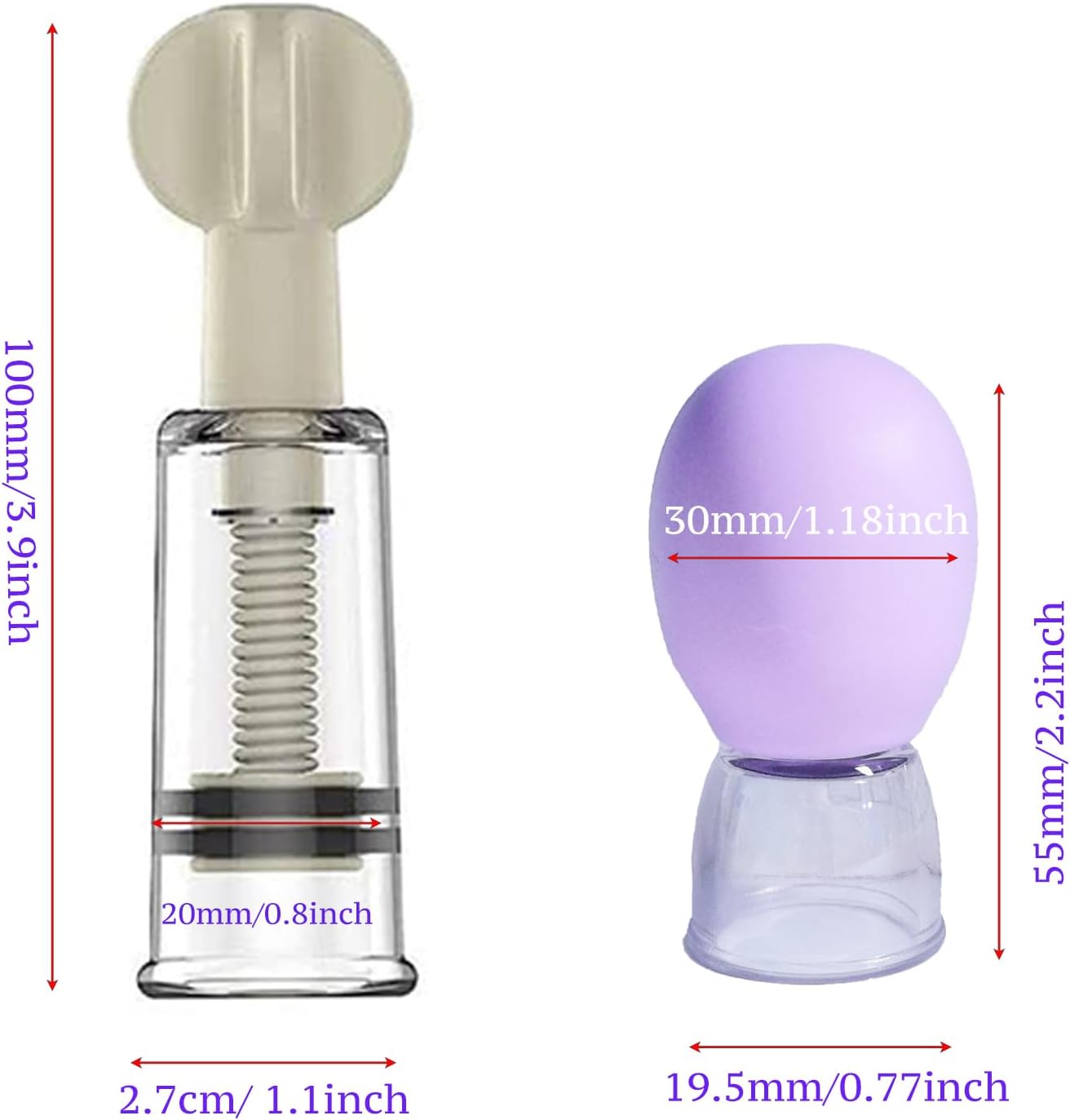 Jesakmie 2 Pairs Nipple Correctors for Flat and Inverted Nipples, Inverted Vacuum Suction Cupping Device Nipple Pullers, Breastfeeding or Women